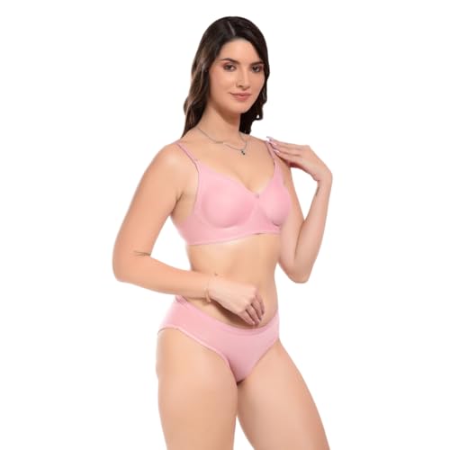 Image of SGC Women Cotton Blend Lingerie Set||Lightly Padded Wirefree Bra & Panty Set||Bridel Set for Women & Girls