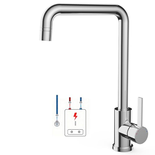 Niederdruck Armatur Küche mit 2 Strahlarten, 360 ° Drehbare Wasserhahn Küche, Leicht zu zerlegen und zu waschen, Spültischarmatur für Boiler, Untertischgeräte (Chrom, Niederdruck/ 7-shape)