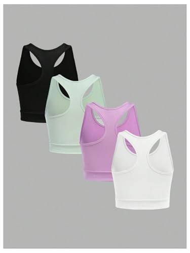 SweatyRocks Girl's 4 Pack Workout Tank Tops Sleeveless Crew Neck Sports Athletic Shirts2
