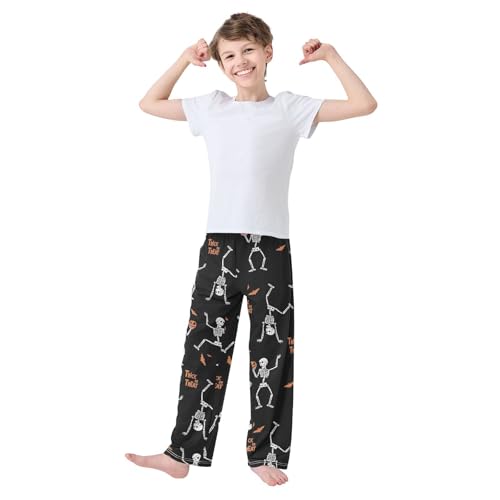 ZZXXB Skull Trick Or Treat Boys Long Pants Soft Trousers Elastic Waist Kids Lounge Bottoms with Pockets S-XL2