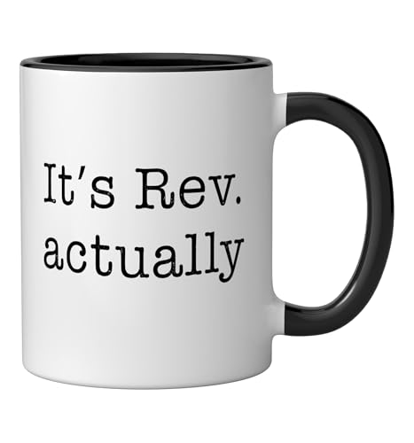 Taza de cerámica 'It's Rev Actually' negra y blanca miniatura 2
