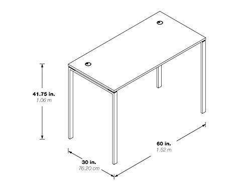 Image of OSP Home Furnishings Prado Home Office Writing Desk, 60 Inches Wide x 42 Inches High, White