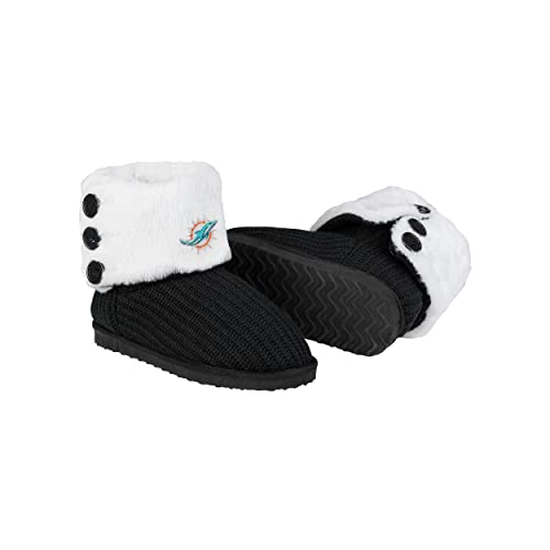 FOCO NFL Miami Dolphins Knit High End Button Boots, Small (5-6), Black