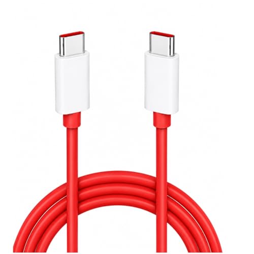 Image of AINE 65W Type C to C Red Ultra-Fast Cable Compatible with OnePlus 11R 12R Nord CE4 11 12 Warp VOOC Power Delivery for Supervooc |Original Fast Charging
