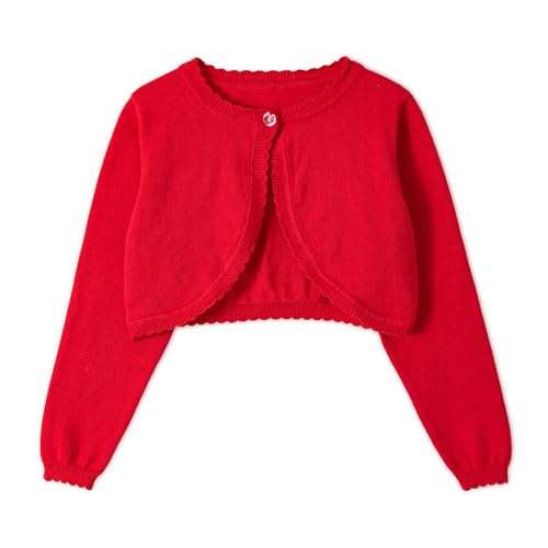 Image of Miipat Toddler Girls Cardigan Long Sleeve Bolero Shrug Kids Knit Sweater Cover Up Button Closure Cropped Tops
