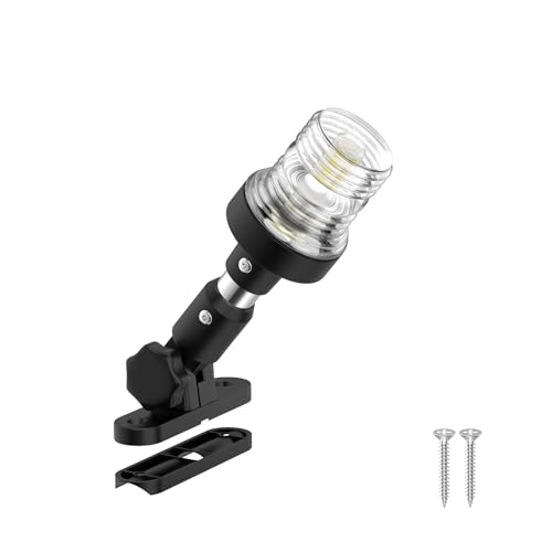QLOOASEA 6 Inches Pontoon Stern Light Bimini Mount Bimini Light for Pontoon Boat LED Waterproof IP67 3NM Boat Anchor Lights LED Marine Folding Rear White Navigation Running Lights for Night