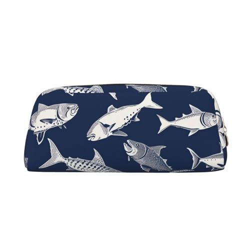 BSCKKDMN レザー 筆箱 かわいい ファスナー 筆入れ ペンバッグ 多機能 旅行 化粧 コスメバッグ 各種 海魚柄 キーポーチ 女性 男性 仕事 オフィス