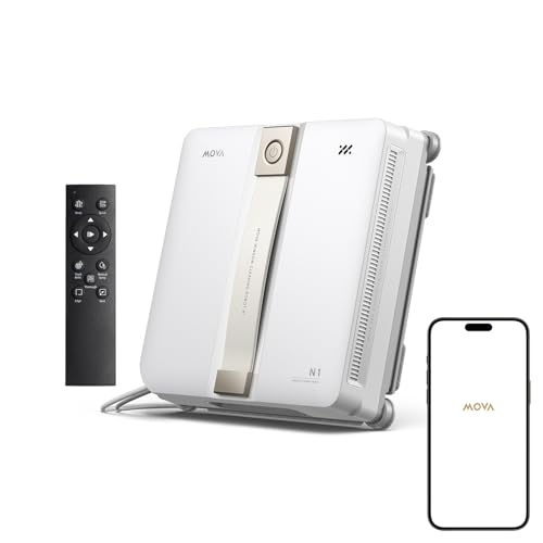 MOVA N1 Fensterputzroboter, kompakt, Dualflügel-Sprühreinigungssystem, 8000 Pa Saugkraft, Sicherheitsvorrichtung, intelligente Wegplanung für vollständige Abdeckung, All-in-One