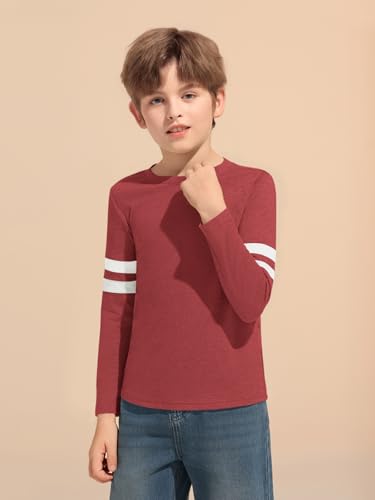 Image of Haloumoning Boys Long Sleeve Shirts Kids Crewneck T Shirts Casual Striped Tops Tees 5-14 Years