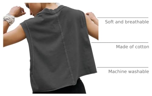 Image of HUGOOME Women Workout Tank Tops Oversized Crop Sleeveless Tee Loose Fit Boxy Basic Yoga Active Summer T Shirts Gym 2026