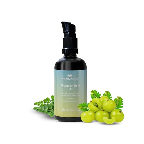 Image of SONARK's NISARGAHERBS Nisarga Herbs Ayurvedic Shatavari Body Oil For Nourishment For Dry & Sensitive Skin - 100Ml| Natural Herbal Moisturizing Oil For Dry, Itchy, & Flaky Skin
