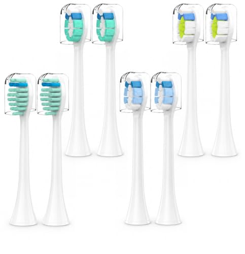 Image of 8 Pack Toothbrush Replacement Heads Compatible with Philips Sonicare, Colored, Soft Dupont Bristles, ABS, Compatible with Philip Electric Toothbrush HX3, HX6, HX9 Series