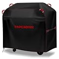 TOPCROWN Grill Cover for Outdoor Grill, BBQ Gas Grill Waterproof Anti-UV Oxford Fabric Windproof Design with Adjustable Straps, Fits Weber/Char-Broil/Nexgrill and More (420D Black+Red, 45" - 48")
