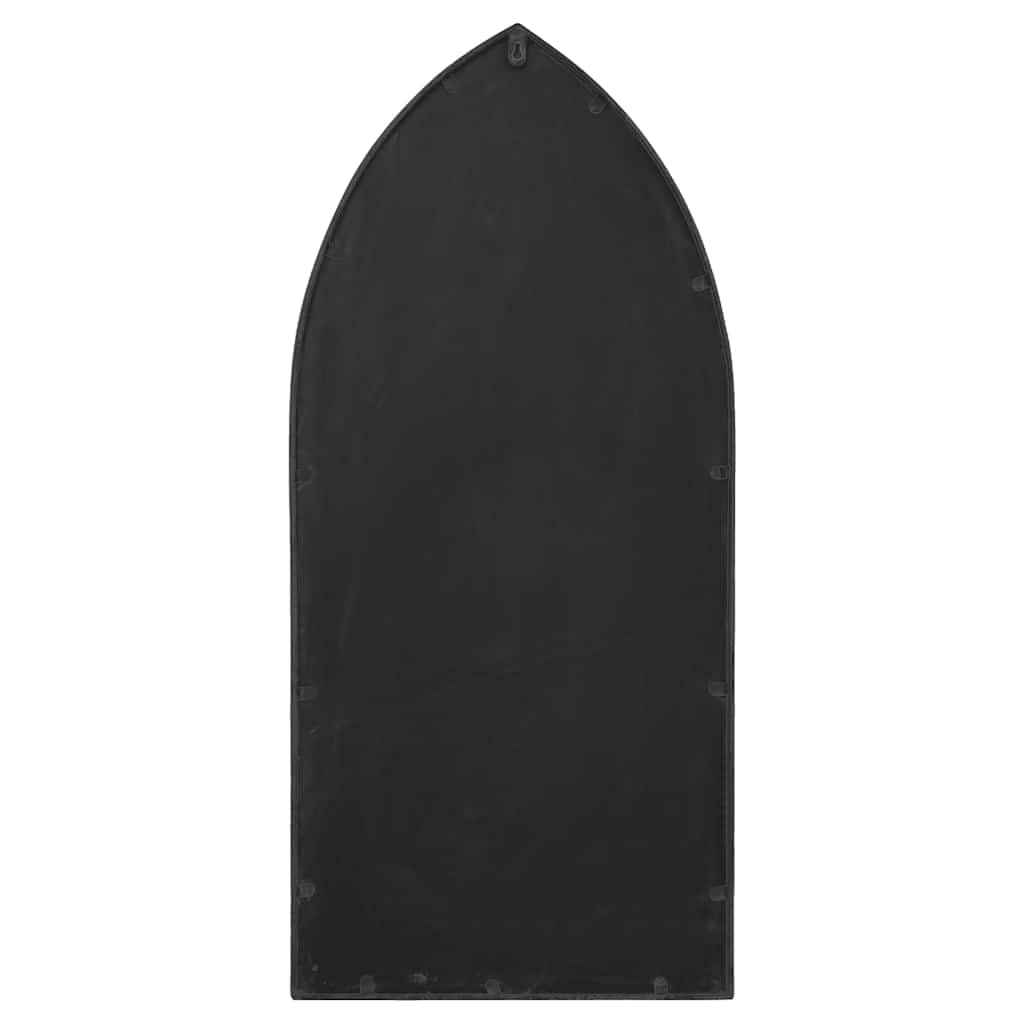 Espejo de jardín negro de hierro 100 x 45 cm con efecto oxidado, espejo de pared para exteriores, espejo decorativo para dirigir la luz y ampliar el espacio, espejo colgante para jardín y