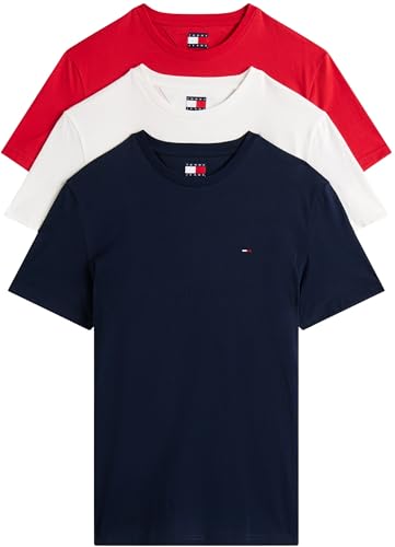 Tommy Jeans T-Shirts Manches Courtes Homme en Coton Lot de 3 Essentials