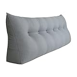 Vercart Upholstered Headboard Filled Triangular Wedge Cushion Sofa Bed Large Soft Bed Backrest Positioning Support Reading Pillow Office Lumbar Pad with Removable Cover California King Linen Gray