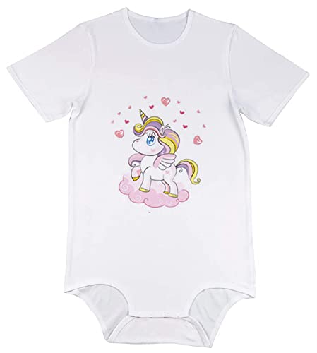 KLANNIZEROE Classic Solid Pattern Print Bodysuit Sissy Snap Crotch Pajamas ABDL Diaper Onesie (4XL,Pink)