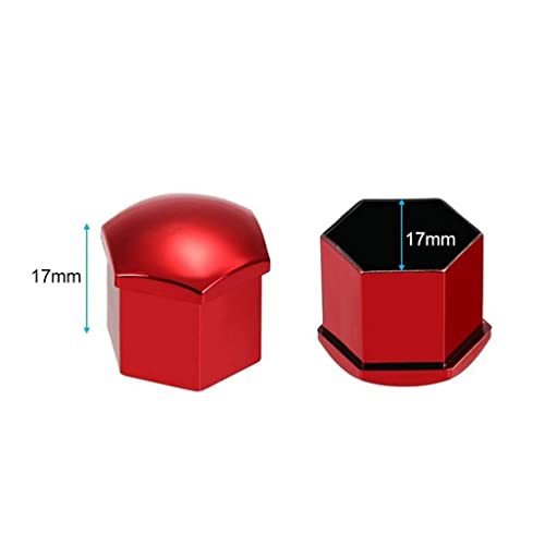zalati 20 Stück Muttern Abdeckkappe Universal 17mm Radkappe mit Demontagewerkzeug - Rot