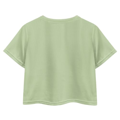 Image of Girls Fashion Crewneck Tee Shirts Casual Short Sleeve Crop Top Summer Outfits 5-14 Years Old