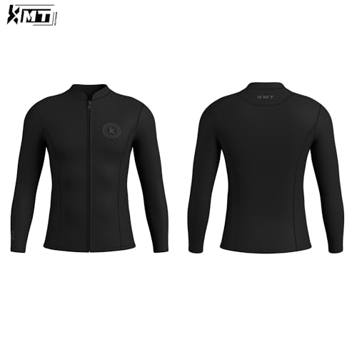 KMT Wetsuit Top Men, Mens Wetsuits Jackets 2.5mm Upgrade CR Neoprene Tops for Surfing Diving Snorkeling Kayaking Swimming, Black Large