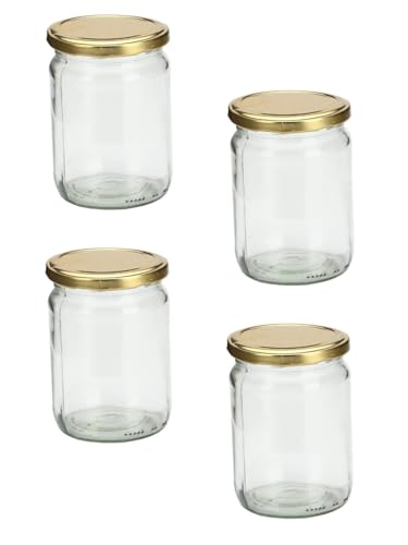 Image of Stylish Versatile Glass Container Jar for Kitchen & Home Organization, Clear, 200 Ml, Pack Of 4