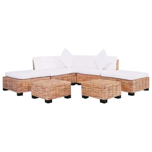 THOYTOUI Sofagarnitur 18-TLG. Natürliches Rattan, Lounge Sofa Big...