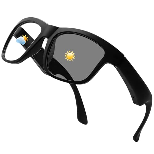 OBEST Gafas de sol inteligentes con Bluetooth con decoloración UV, respuesta de un clic, doble micrófono, amortiguación de ruido, vida útil ultraligera, adecuadas para escalada al aire libre, ciclismo