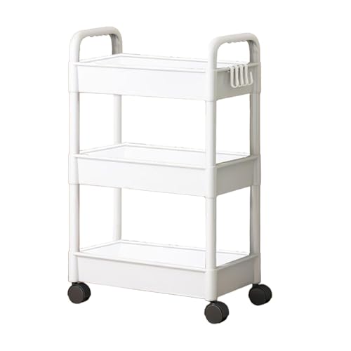 Carro De Almacenamiento - Carro De Almacenamiento Móvil | Carro Para Libros Con Ruedas Y Ganchos Laterales | Organizador Multiusos Con Ruedas | Carro Rodante De 3 Niveles | Carrito De Bocadillos | Car