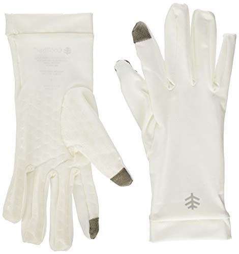 Coolibar UPF 50+ Men's Women's Gannett UV Gloves - Sun Protective (Small- White)