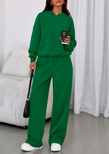 Image of PRETTYGARDEN Womens Sweatsuits 2 Piece Set 2026 Casual Winter Long Sleeve Hoodie Loose Wide Leg Sweatpants Fall Tracksuit