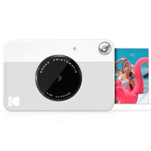 KODAK Printomatic Full-Color Instant Print Digital Camera, Zink 2x3' (5.1x7.5 cm) Sticky-Back Photo Paper, 5MP, Portable, Creative Fun Gift for Birthday, Christmas, Holiday, Grey