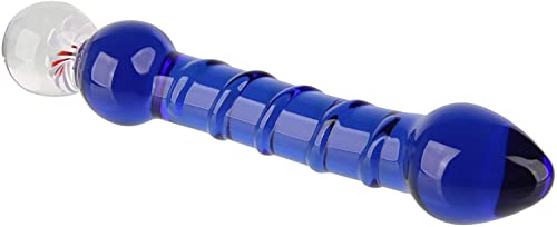 Beauty7 19,5 cm volledig glas echte dong dildo (230 g) volledig glas G-spot stimulatie anale butt plug - kleur: blauw - 004 - Afbeelding 4