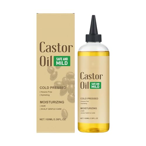 Aceite de ricino, 100 % puro y natural, prensado en frío, sin hexanos, tratamiento nutritivo para el cabello y la piel, absorción rápida, aceite hidratante para cabello, piel y uñas