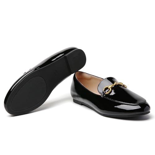 Image of Minorsu Buckle Loafers for Women Slip On Round Toe Dress Flats Business Casual Work Driving Shoes