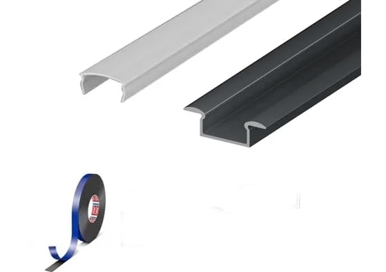 2 Metre Recessed Anthracite Grey LED Profile P6-1 C/W Clips & Opal Cover | Perfect for Bedroom, Stairs, Hallway, Kitchen, Cabinet (25mm x 6.2mm)