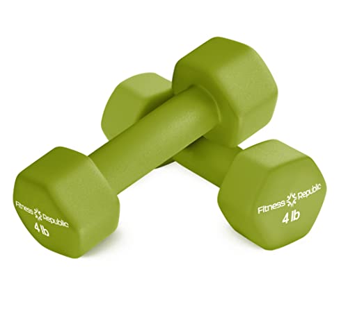 Fitness Republic 4Lb Neoprene Workout Dumbbells Set Of 2 - Non Slip, Anti Roll Exercise & Fitness Dumbbells - Hex Shaped Hand Weights For Men & Women - Ideal For Home And Gyms Training #TOP28