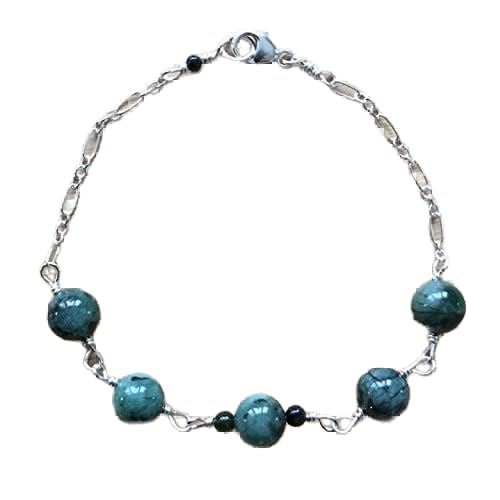 Bracelet émeraude 8mm en pierres naturelles LKBEADS rondes et lisses avec fermoir argent