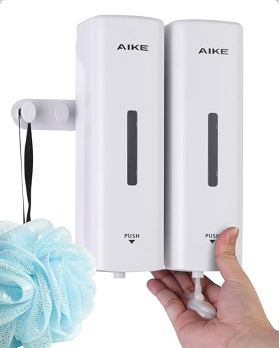 Image of AIKE Wall Mounted Refillable EasyPush Soap Dispenser for Bathroom Double