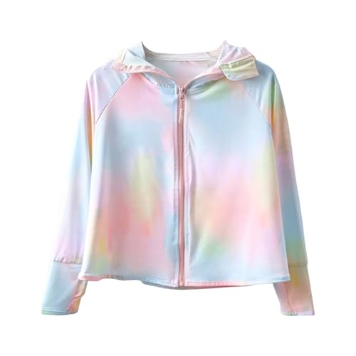 Boys Girls Long Sleeve Sun Shirt UPF 50+ Zip up Hoodie Cute Summer Athletic Tops Lightweight Running Shirts 2-11Years