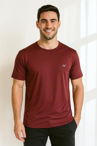 Image of Force NXT Men's Premium Microfiber Fabric Solid T-Shirt | Round Neck Half-Sleeves T-Shirt for Men | Sweat Wicking with Label Free for Daily Uses