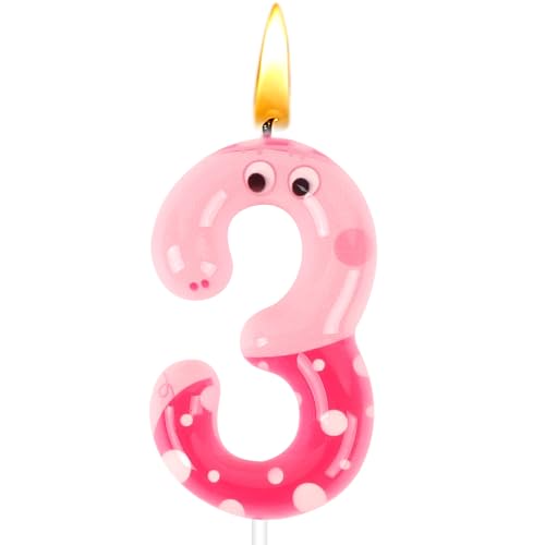 Velas Numeros 3 Cumpleaños Pig, Velas Temáticas, Velas de Cumpleaños Pig, Cake Topper, Decoración para Tartas, Niño y Niña, Rosa, para Baby Shower, Fiesta de Happy Birthy, Fiesta de Bodas