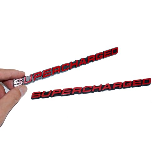Placa Supercharged 3D roja calcomanía universal tuning exterior maletero 2 piezas 3
