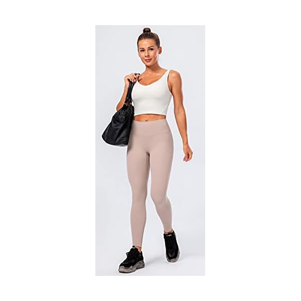 Lavento Women's All Day Soft Yoga Leggings Mid-Rise - No Front Seam Workout Active Legging for Women (Desert Sand, 6)