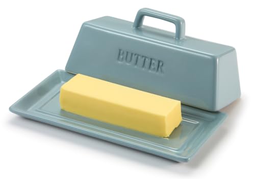 Kook Ceramic Butter Dish with Lid, Countertop, Dishes, Tray, Casper Blue