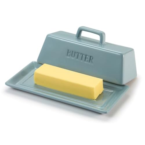 Kook Ceramic Butter Dish with Lid, Countertop, Dishes, Tray, Casper Blue