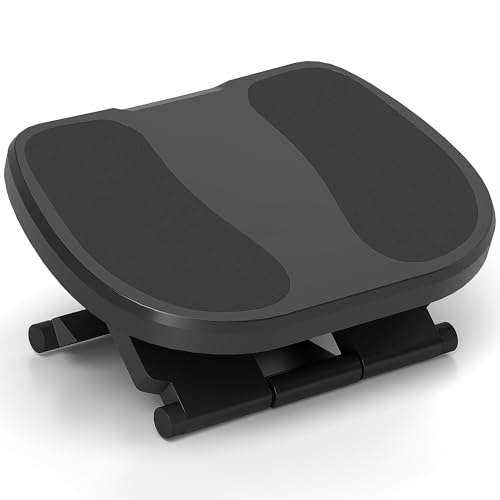 HOMCOM Reposapiés de Oficina Reposapiés con Altura y Ángulo Ajustable Reposa Pies con Superficie de Masaje y Almohadillas Antideslizantes para Estudio Hogar Gris