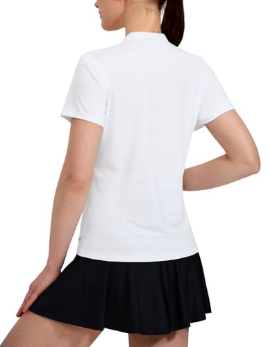 MIER Women's Golf Polo Shirts Collarless Short Sleeve Tennis Running T-Shirts V-Neck Cooling Summer Tee2