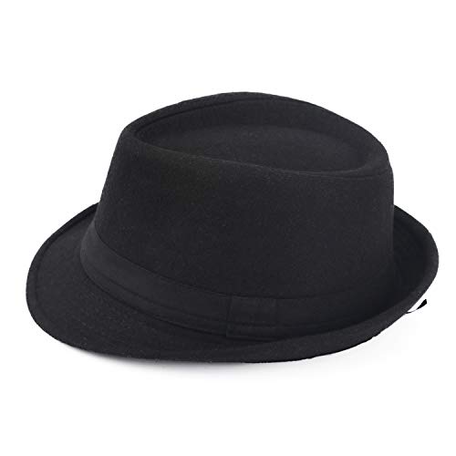 Melesh Unisex Classic Trilby Fedora Hat (Black) #TOP3