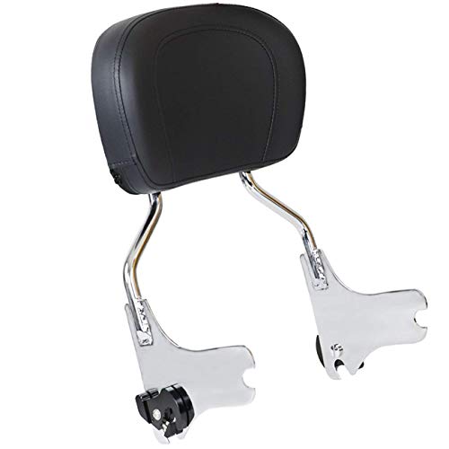 AUFER Detachable Backrest Sissy Bar Upright Passenger Backrest w/Pad Fit For Touring Road King Street Glide FLHR FLHX FLHT FLTR 1997-2008 (Chrome)