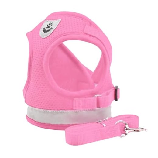 Coleira Pet Peitoral Refletível Com Guia para Cães Regulável Confortável para Cachorro (L (G), Rosa)
